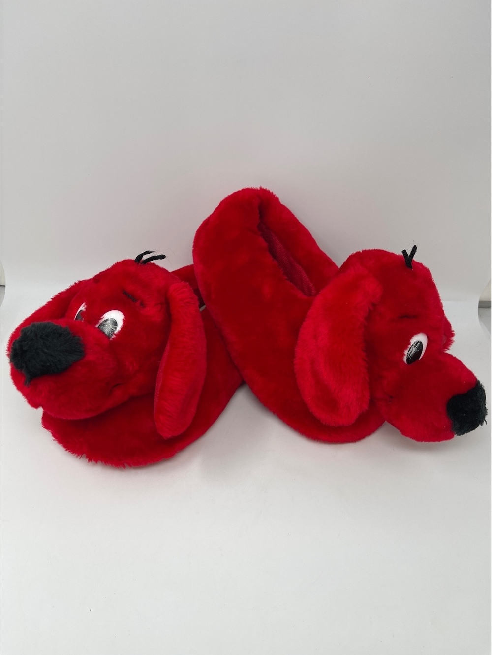 Vintage 2002 Clifford the Big Red Dog Plush Slippers Size M 7/8 Scholastic